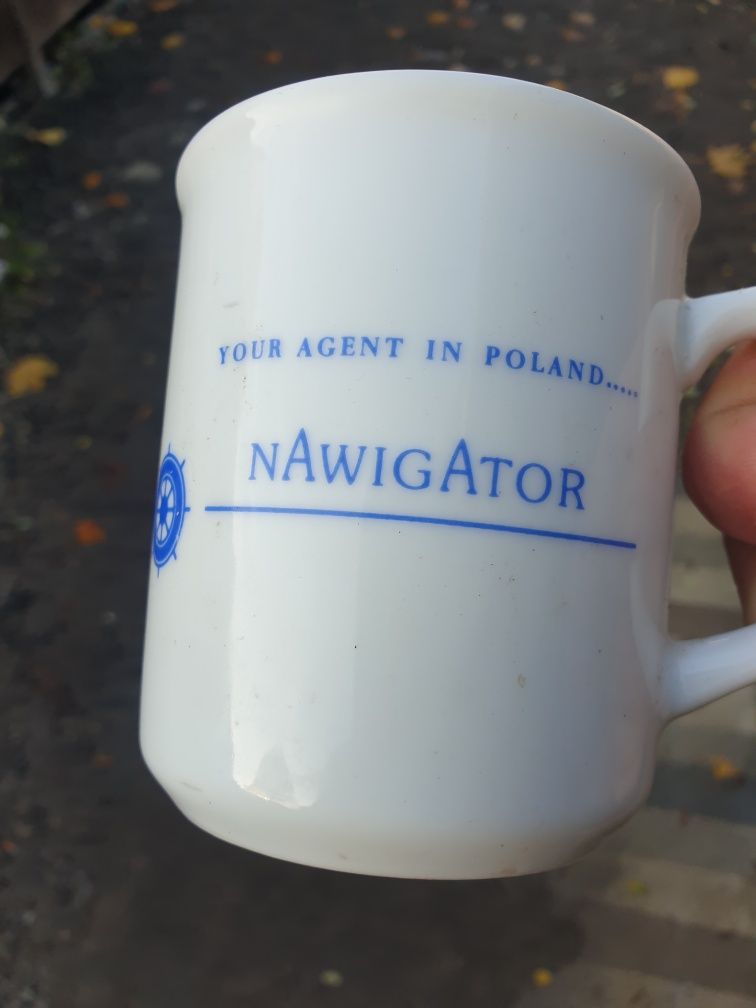 Unikat kubek Nawigator ,,Twój Agent w Polsce" porcelana Lubiana PRL