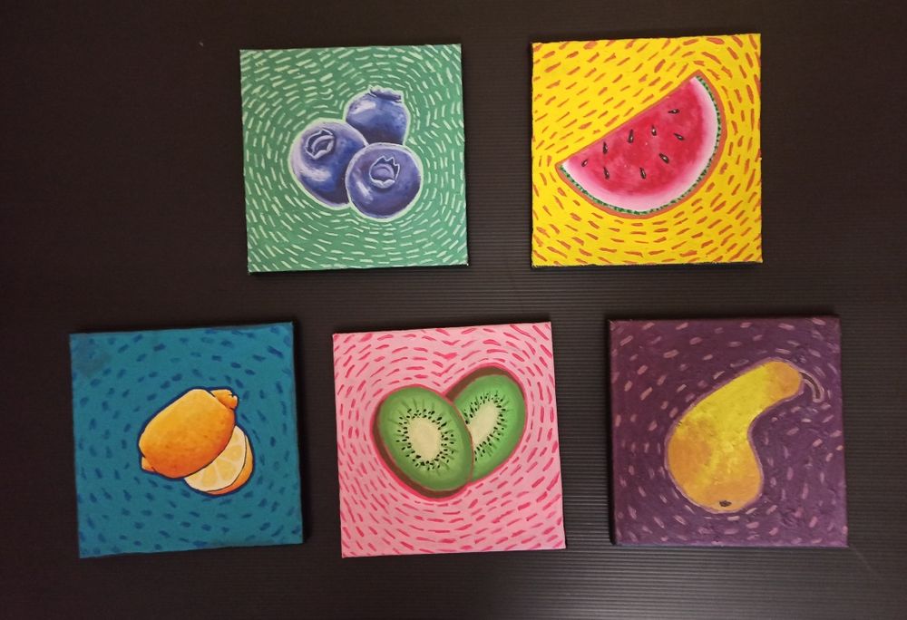 Zestaw obrazow ozdobnych akrylowych owoce