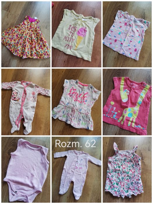 43 szt. Zestaw ubranek dla dziewczynki rozm 62