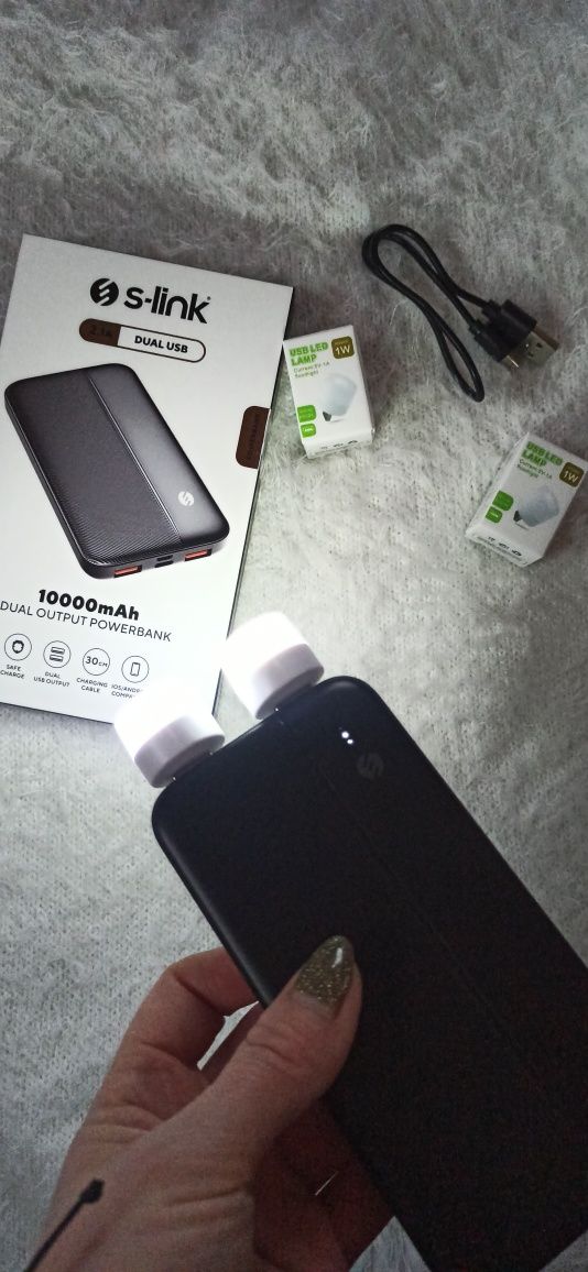 PowerBank 10 000mAh Повербанк +2ві лампочки