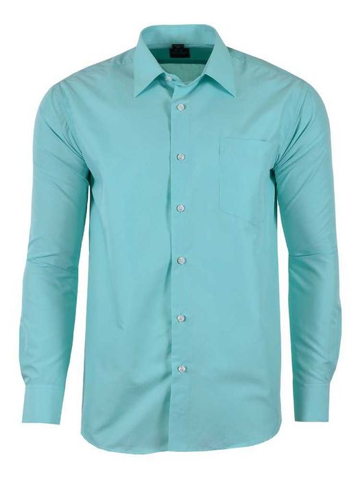 Koszula męska gładka miętowa długi rękaw 43/44 XL