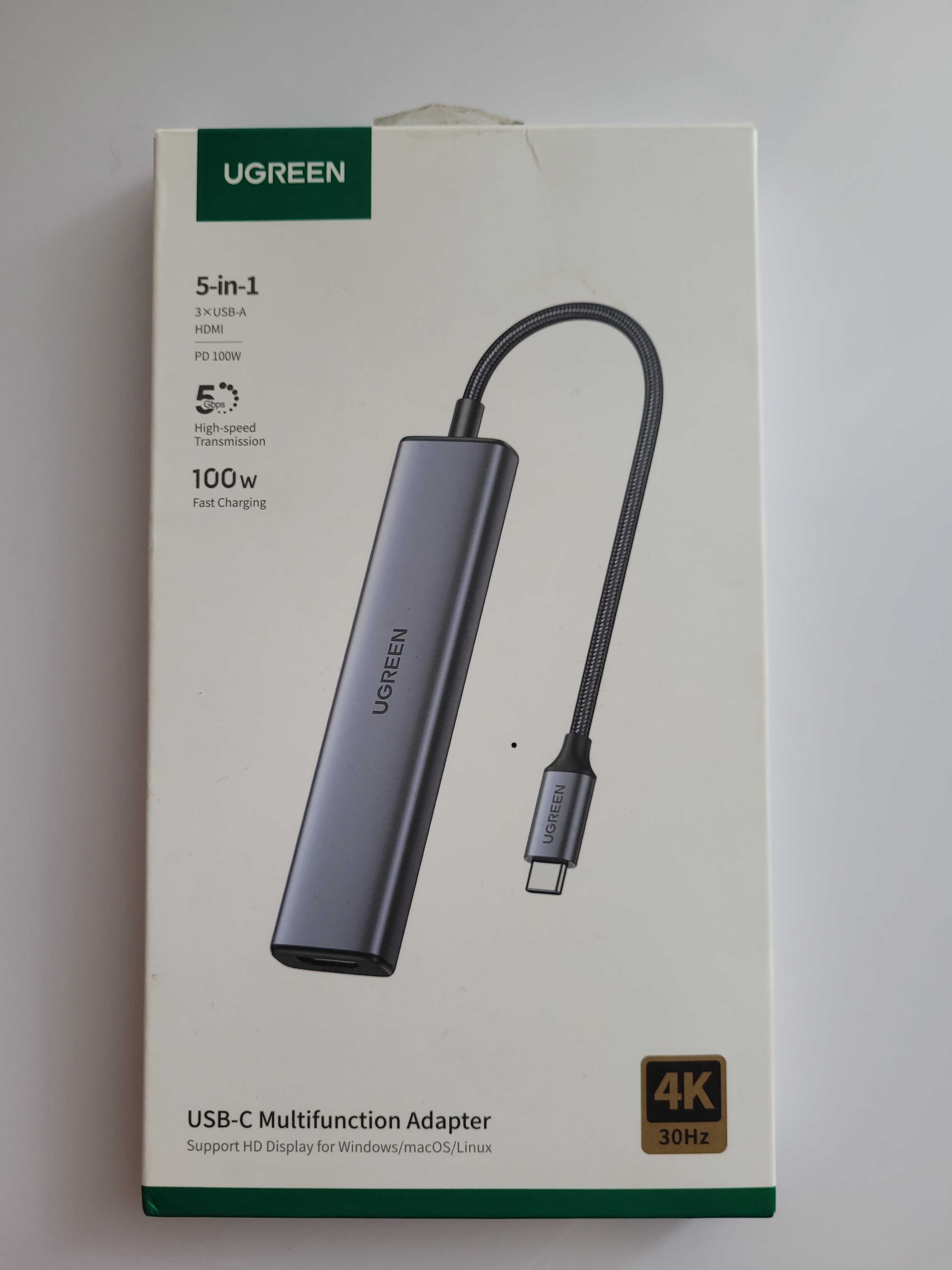 Adapter HUB UGREEN CM478 USB-C do HDMI, USB-A 3.0, 2x USB-A 2.0, PD