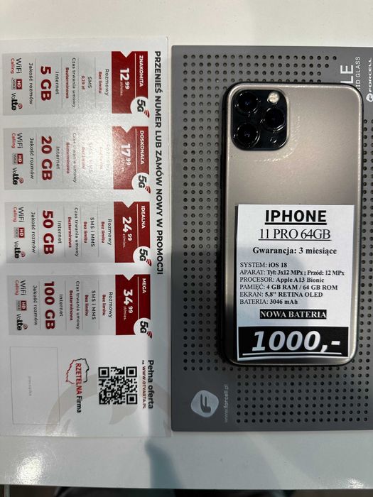 iPhone 11 Pro 64GB 3 m-ce gwarancji