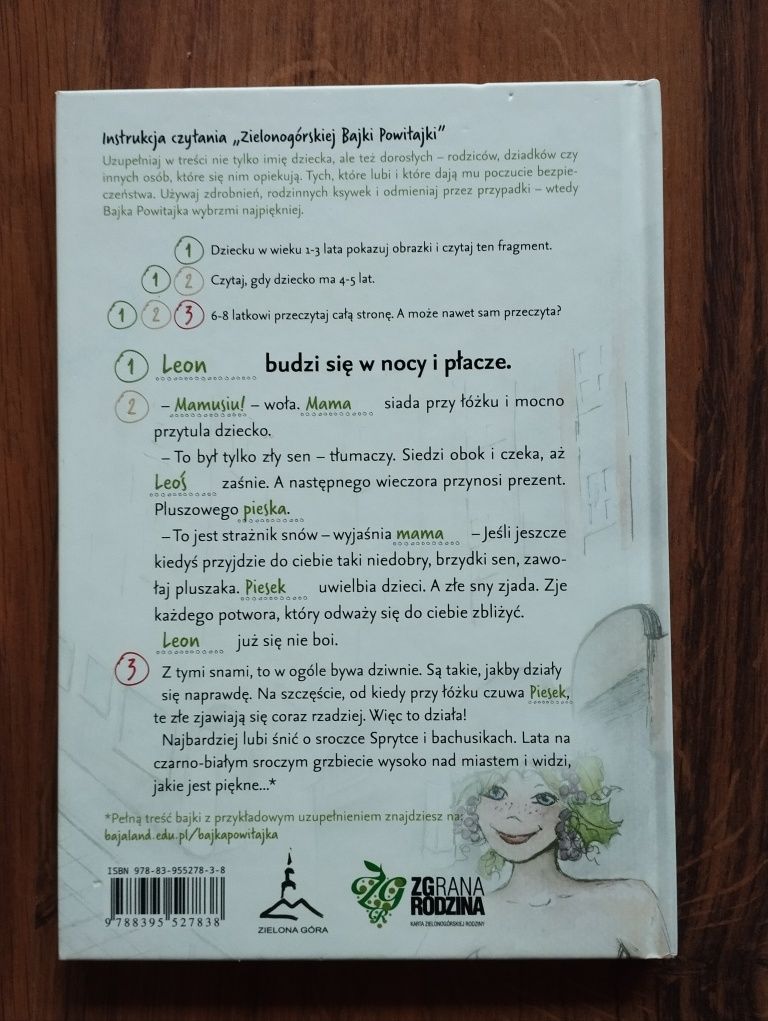 Książka ze stronami personalizowanymi "Zielonogórska bajka Powitajka"