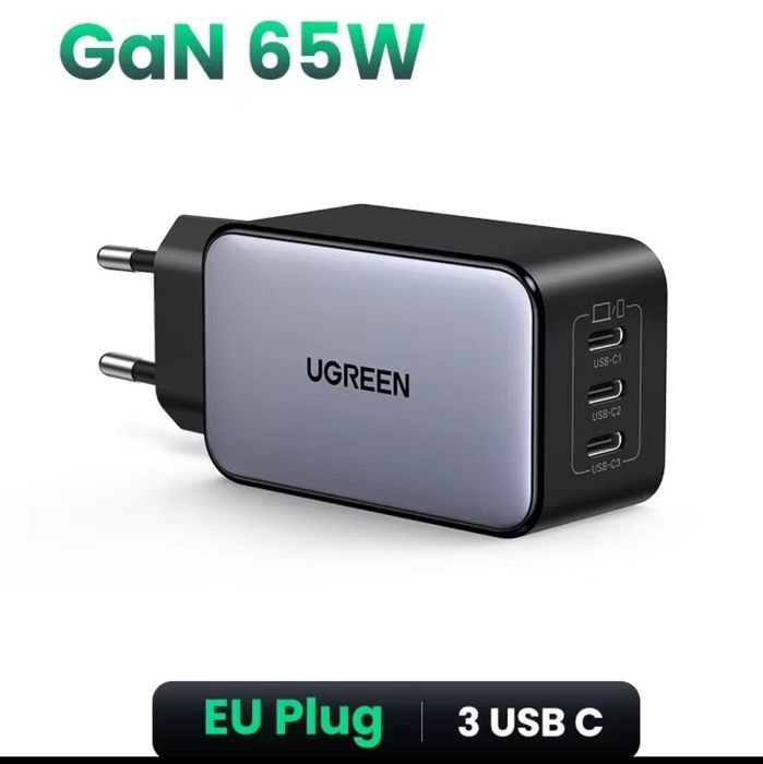 Зарядное устройство UGREEN 65W NEXODE GaN X556 (3 порта Type-C)