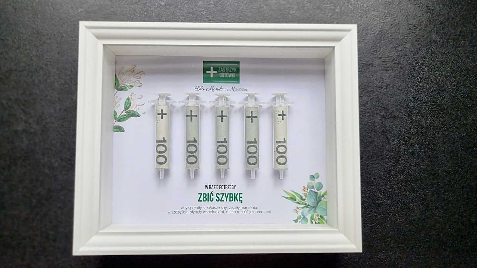 prezent ślubny, pierwszy milion, okrągłe urodziny, banknoty w ramce 3D