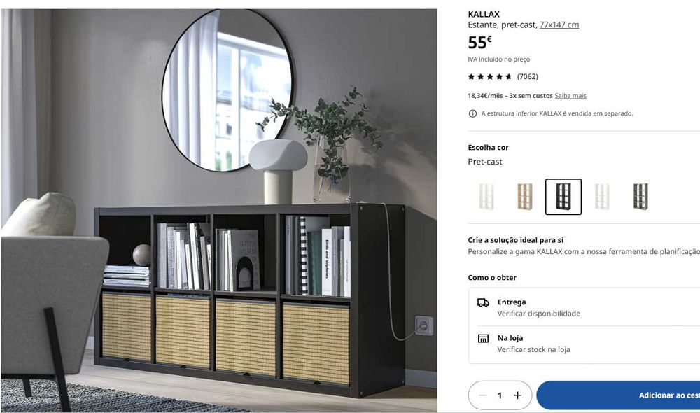 Estante de 8 cubos - Preta