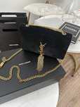 Saint Laurent Torebka YSL Kate skóra zamszowa czarna złote okucia