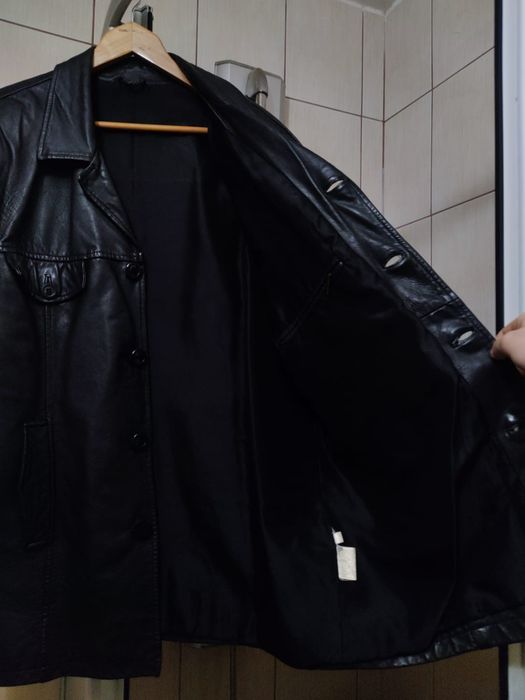 płaszcz kurtka XL płaszczyk skórzany  kurtka skórzana czarna ciemna vi