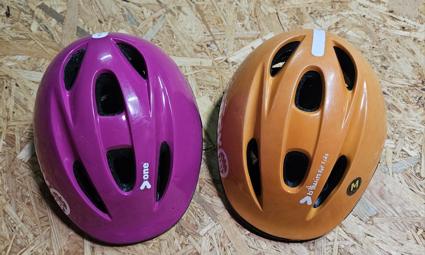 Kask rowerowy Btwin 47-53cm rozowy / 52-56 pomaranczowy