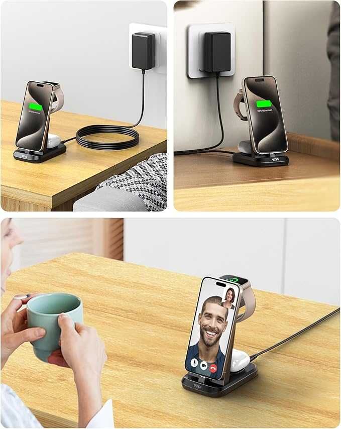 Super szybka stacja ładująca 30 W do iPhone 16/15/Plus/Pro/Max, 3 w 1