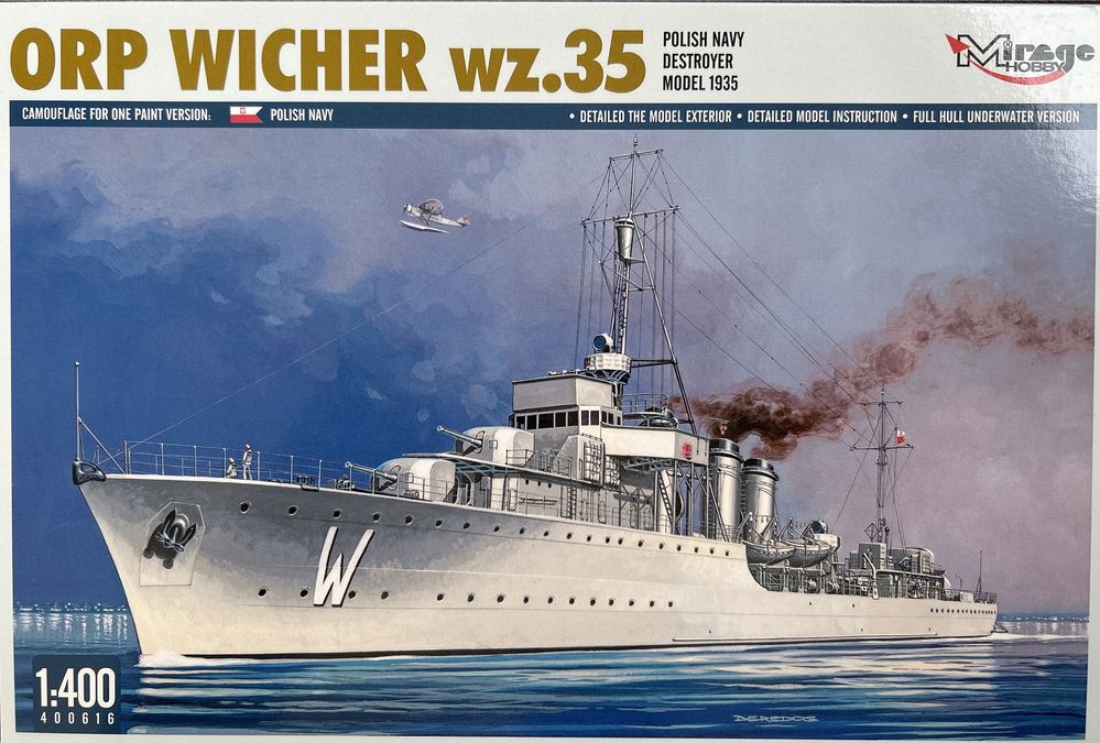 Model do sklejania okręt ORP Wicher wz.35, Mirage Hobby 400616