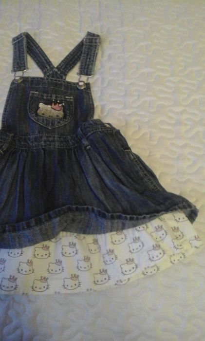 Spódniczka jeans hello kitty szelki r.104