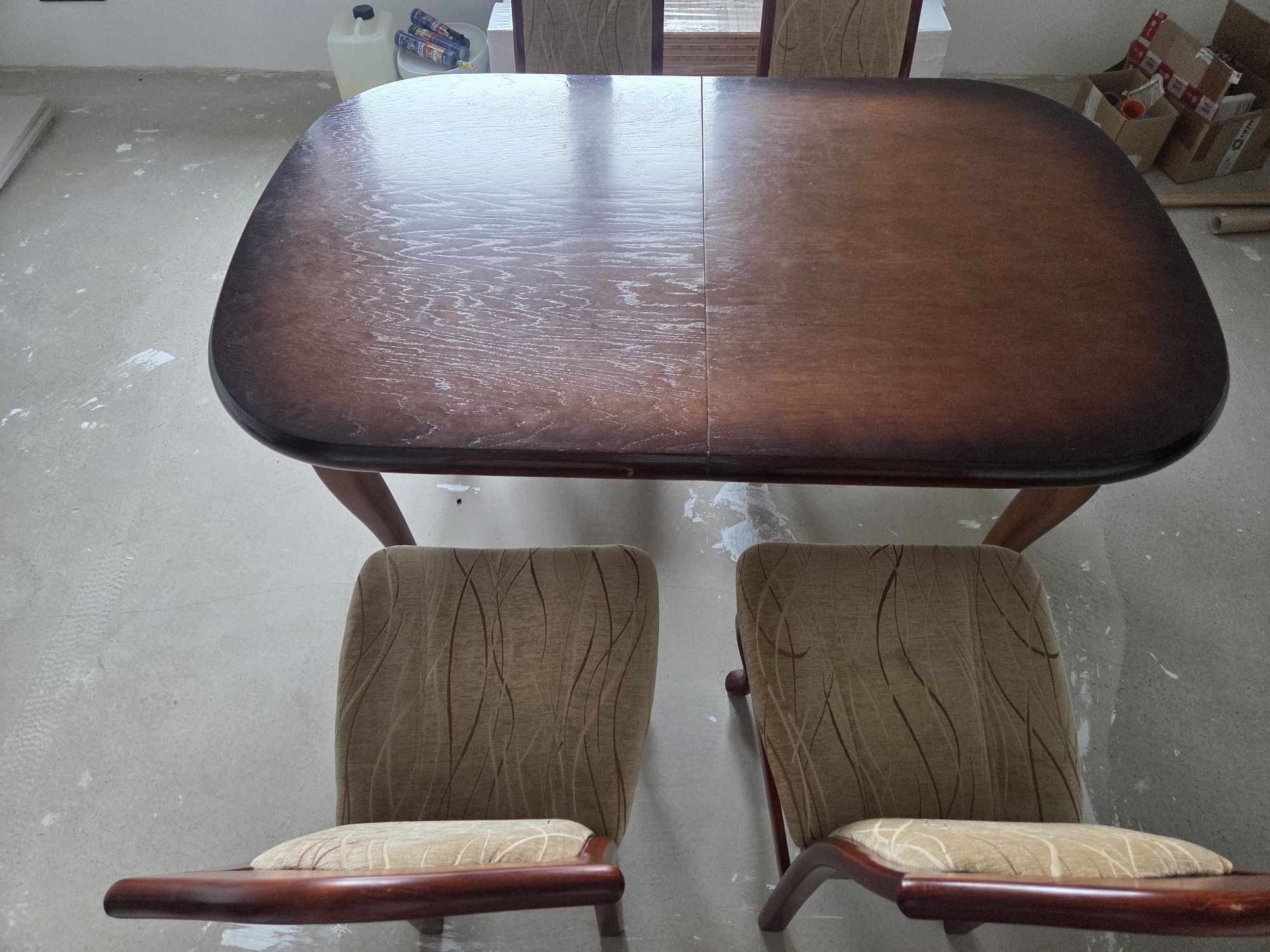 Stół drewniany rozkladany 140/220x90 wraz z krzesłami