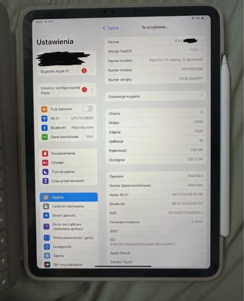 iPad Pro 11- inch 3 gen 256 GB WiFi cellular