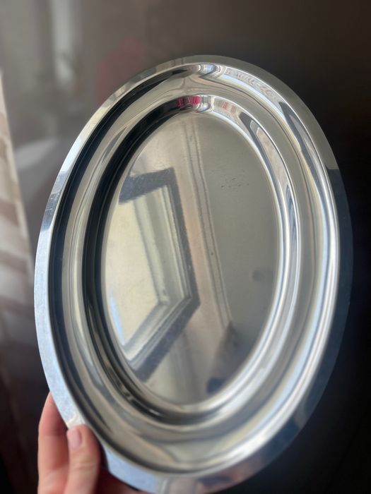 Блюдо, разнос з сталі Італія 18/10 Вінтаж