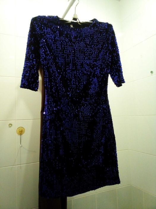 Сукня нарядна святкова вечірня синя з люрексом 44р платье