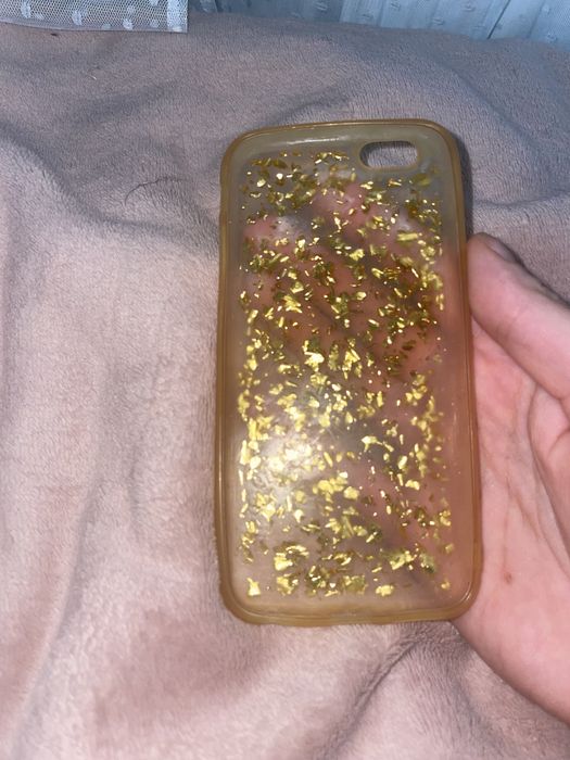 case etui iphone 6s 7 złoto drobinki transparentny