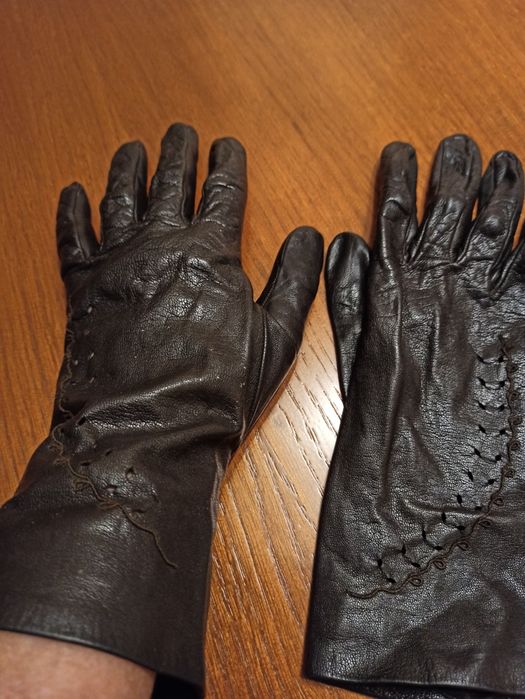 Перчатки шкіряні довгі