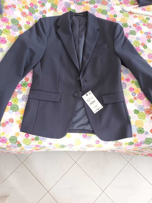 Fato homem completo blaser e calça azul escuro, novo, sem utilização