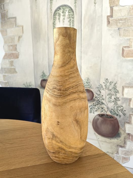 Piękny drewniany tekowy nowy wazon duży 40cm okazja polecam