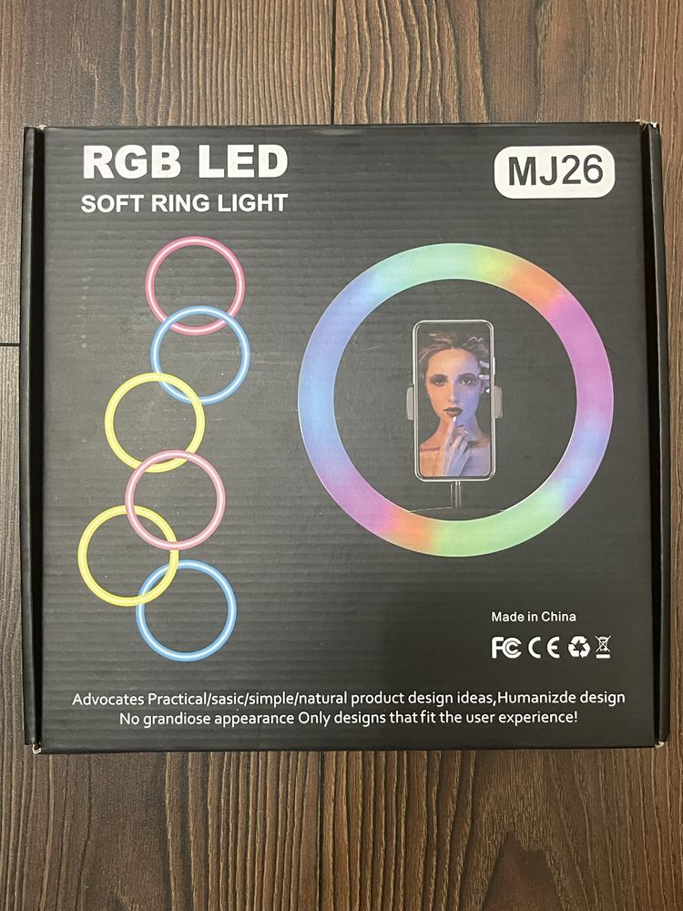 Кольцевая LED лампа RGB MJ26 + штатив 2м
