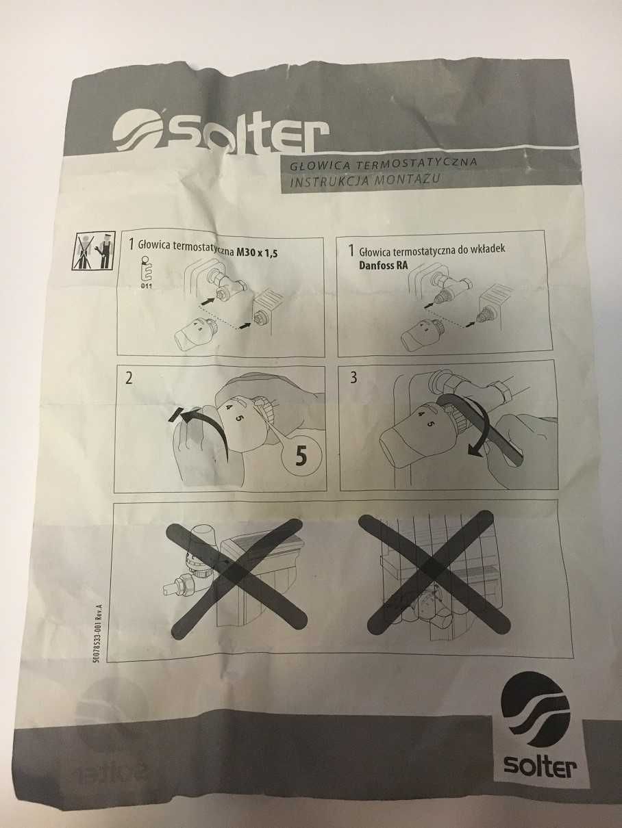 Głowica termostatyczna SOLTER nowa - 2 szt.