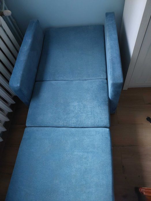 Sofa rozkladana 1 osobowa, niebieska - stan bdb:)