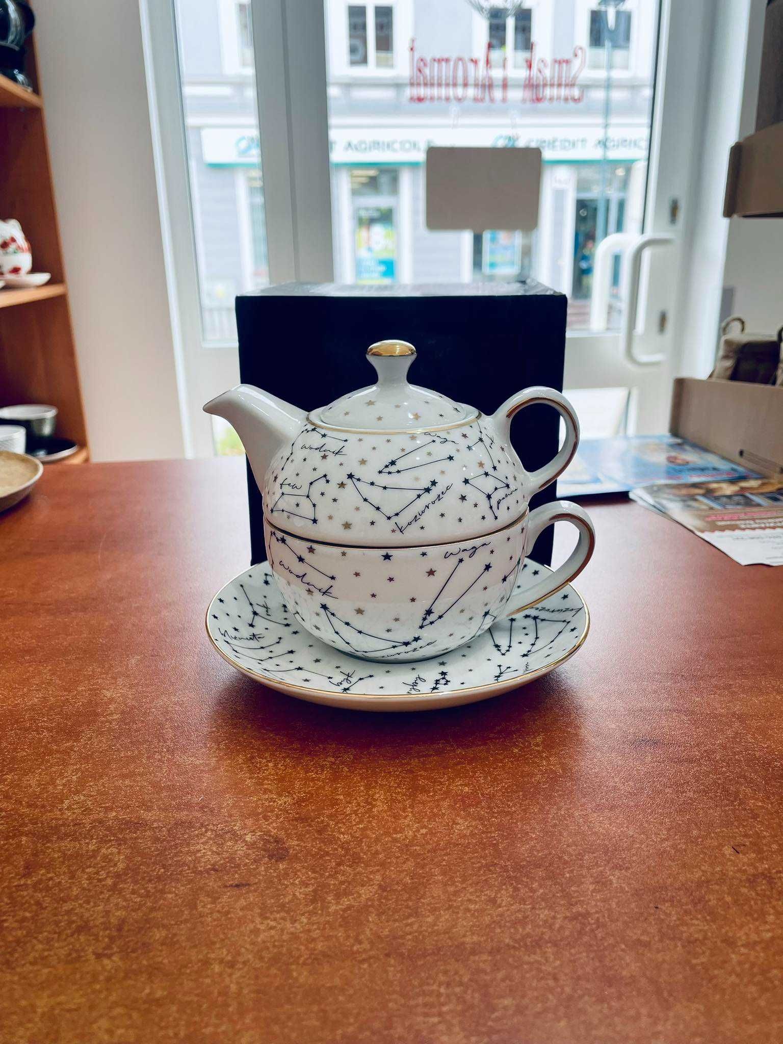 tea for one filiżanka z dzbankiem porcelana zodiak