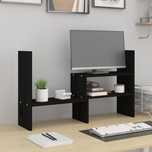 Vidaxl Podstawka Na Monitor, Czarna, (39-72)X17X43 Cm, Drewno Sosnowe