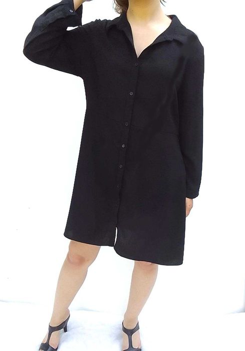 Zara jak NOWA czarna swobodna koszulowa sukienka L XL 40 42