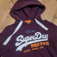 Superdry bluza kangurka XS S bordowa z kapturem super dry