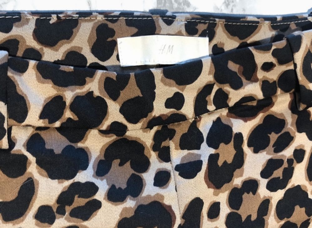 Spodnie z wysokim stanem w panterkę H&M 34 XS
