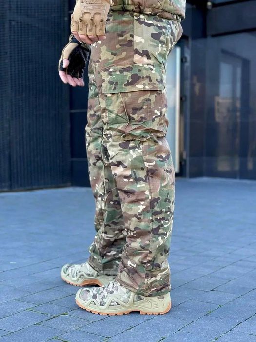 Зимові тактичні штани ріп-стоп мультикам з підкладкою omni-heat