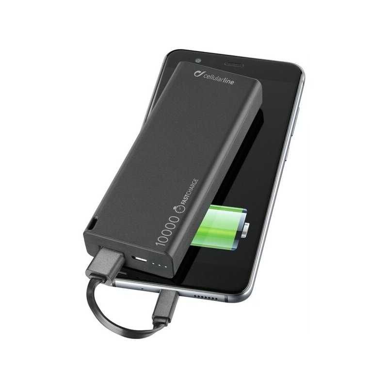 Powerbank Cellularline FreePower Slim 10000 mAh ultra cienka, czarny