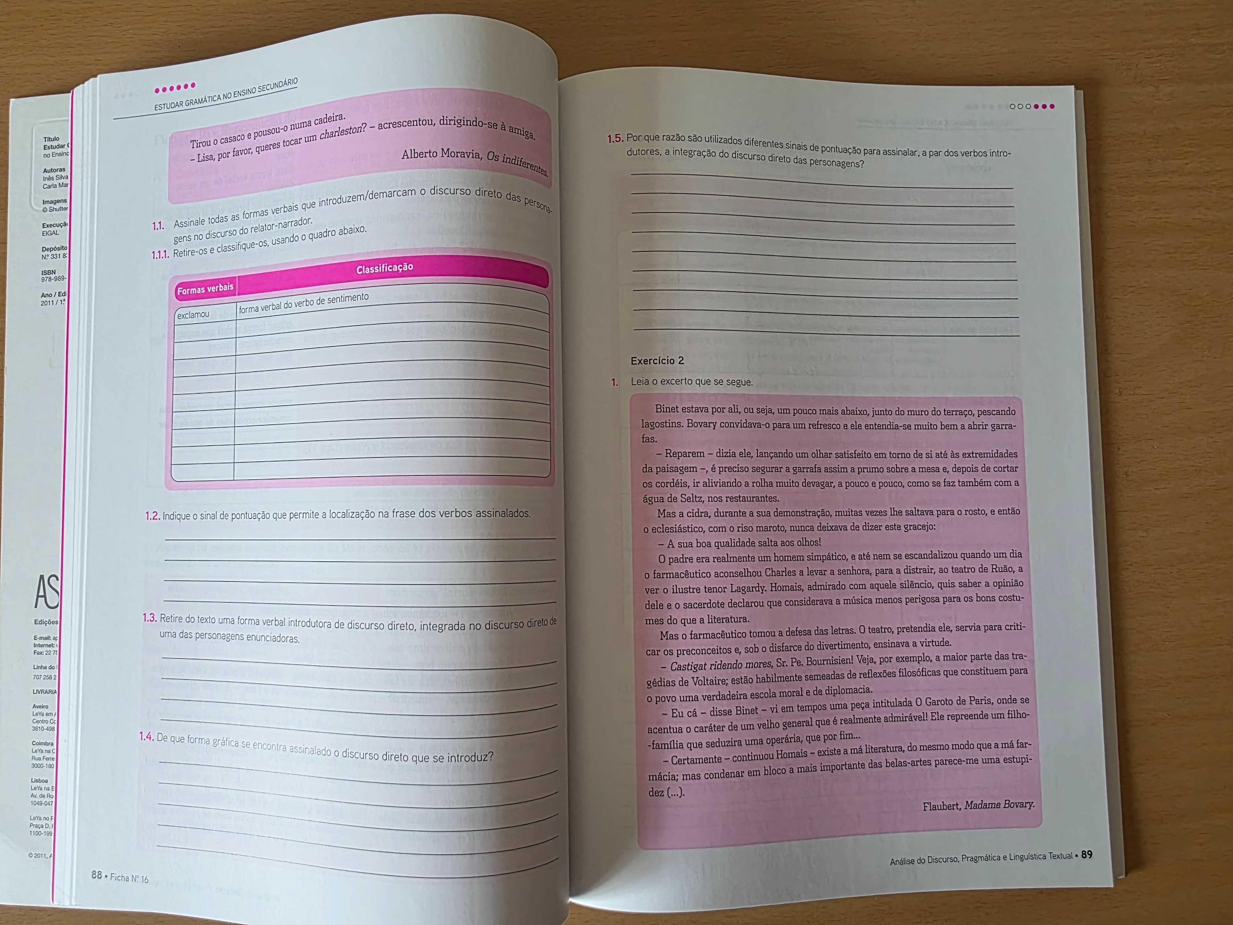 Livro escolar "Estudar Gramática no Ensino Secundário"