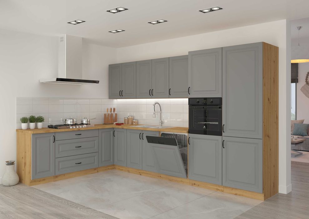 Zestaw mebli kuchennych KLEO MDF styl angielski frezowane fronty