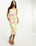 Vila 38 M Wzorzysta Sukienka Garden Retro Floral Petite Midi Kwiaty D1
