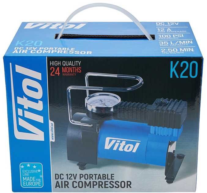 ‼️Компрессор для машины "ViTOL" K-20 100psi/12Am/35л/ от прикуривателя