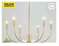 MRHYSWD Złoty żyrandol Nowoczesny Vintage 6-świateł Wisząca lampa sufi