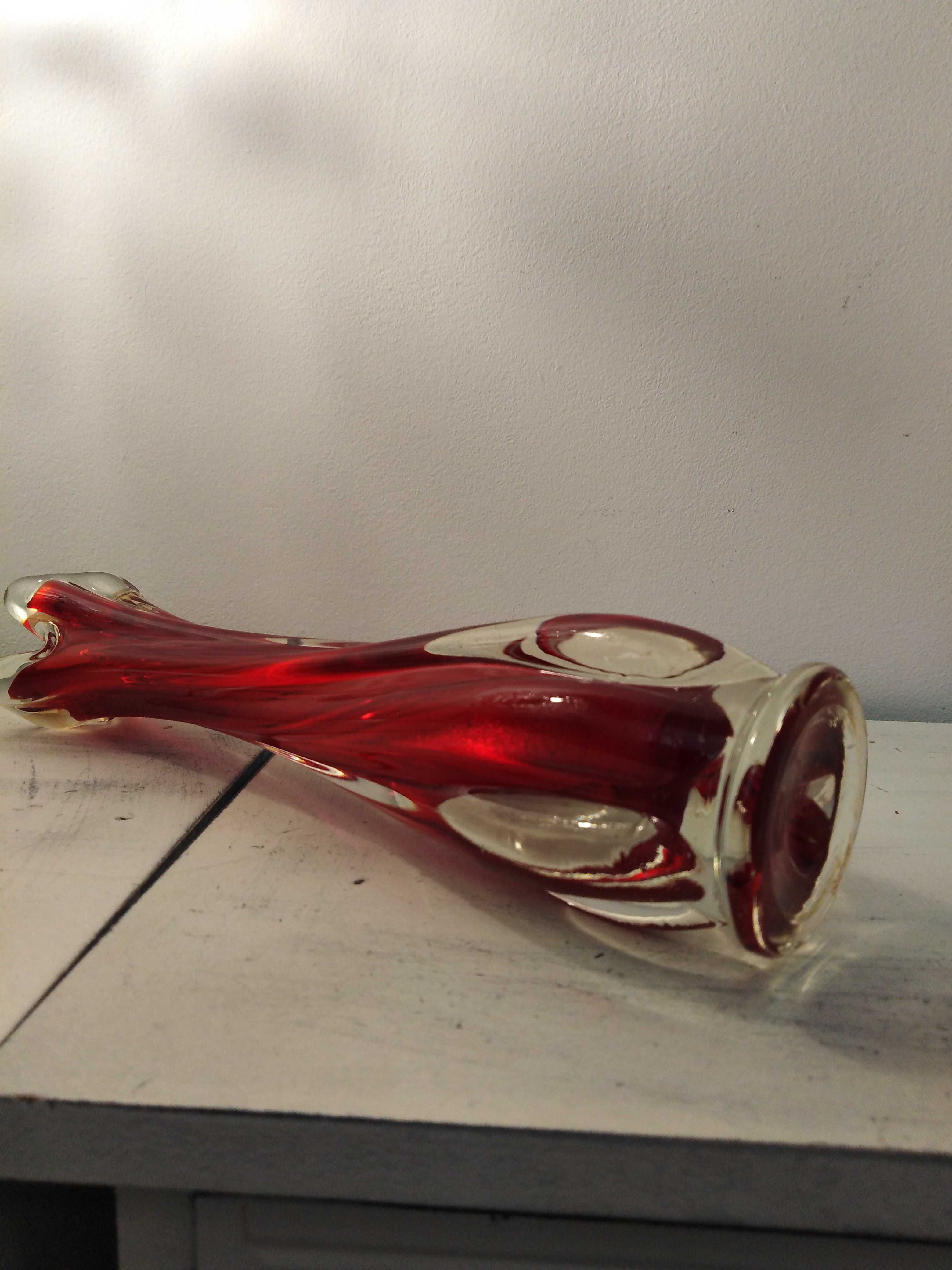 Przepiękny rubinowy szklany wazon  Japonia midmodern 60/70 te