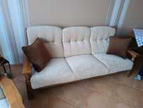 Zestaw wypoczynkowy dębowy sofa i dwa fotele stan idealny