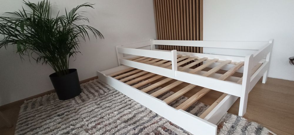 180x80 Łóżko dziecięce białe z szufladą na materac