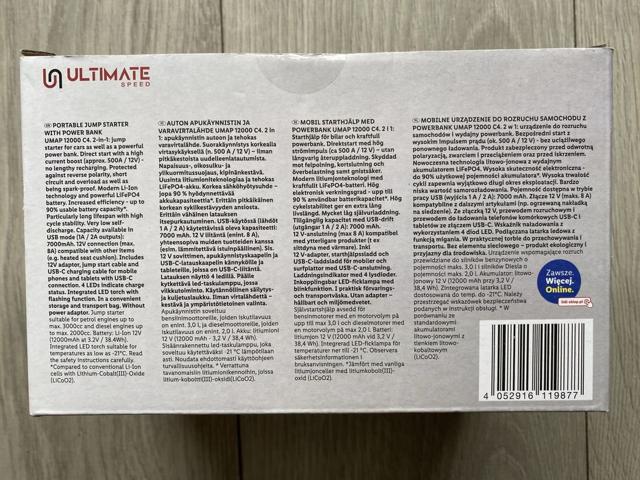 Nowy Booster Mobilny rozrusznik Powerbank Ultimate Speed