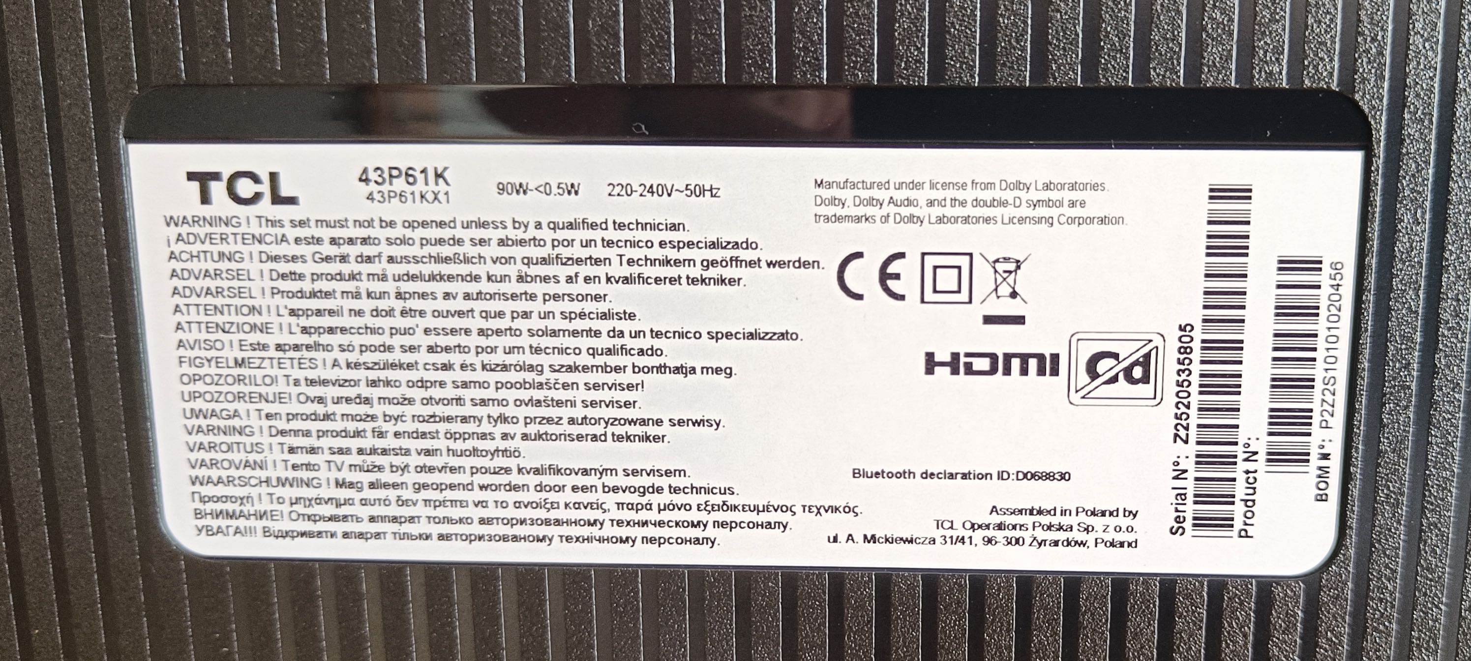 TV TCL 43” NOVA + 6 Anos Garantia