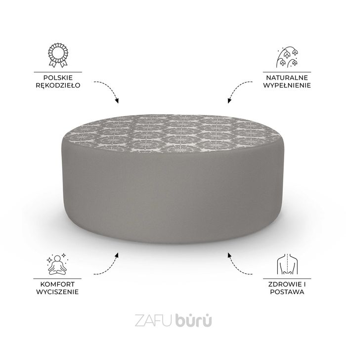 Poduszka do jogi i medytacji ZAFU - Polska łuska gryki, biały nadruk