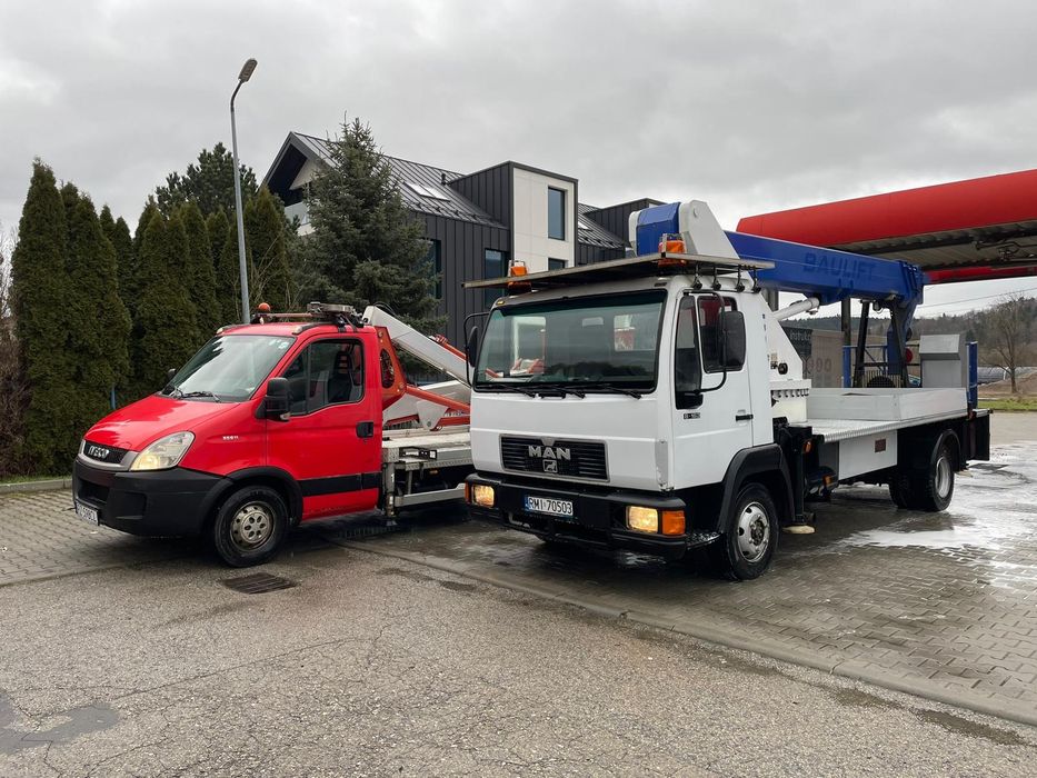 Wynajem podnośnika koszowego zwyżki wycinka mycie 17m 26m