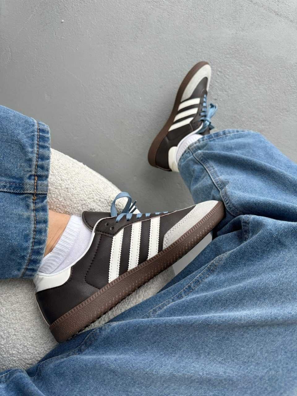 Женские кроссовки Adidas Samba Brown Grey White 36-41 Новинка 2024!