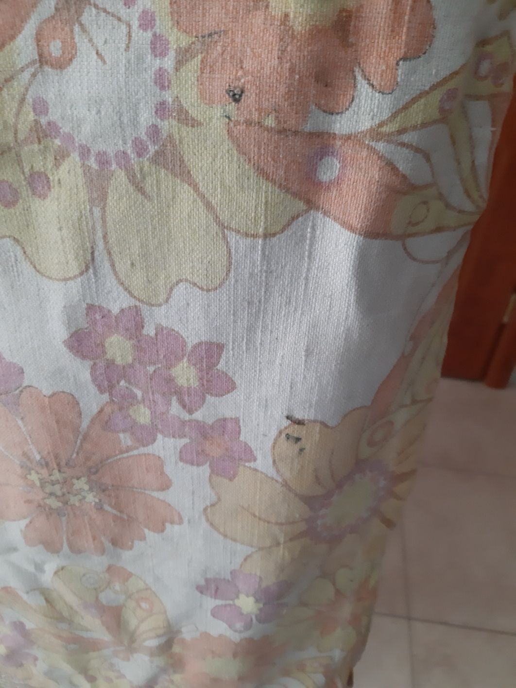 Płótno PRL tkanina kolekcja vintage boho stara strych kupon kwiaty
