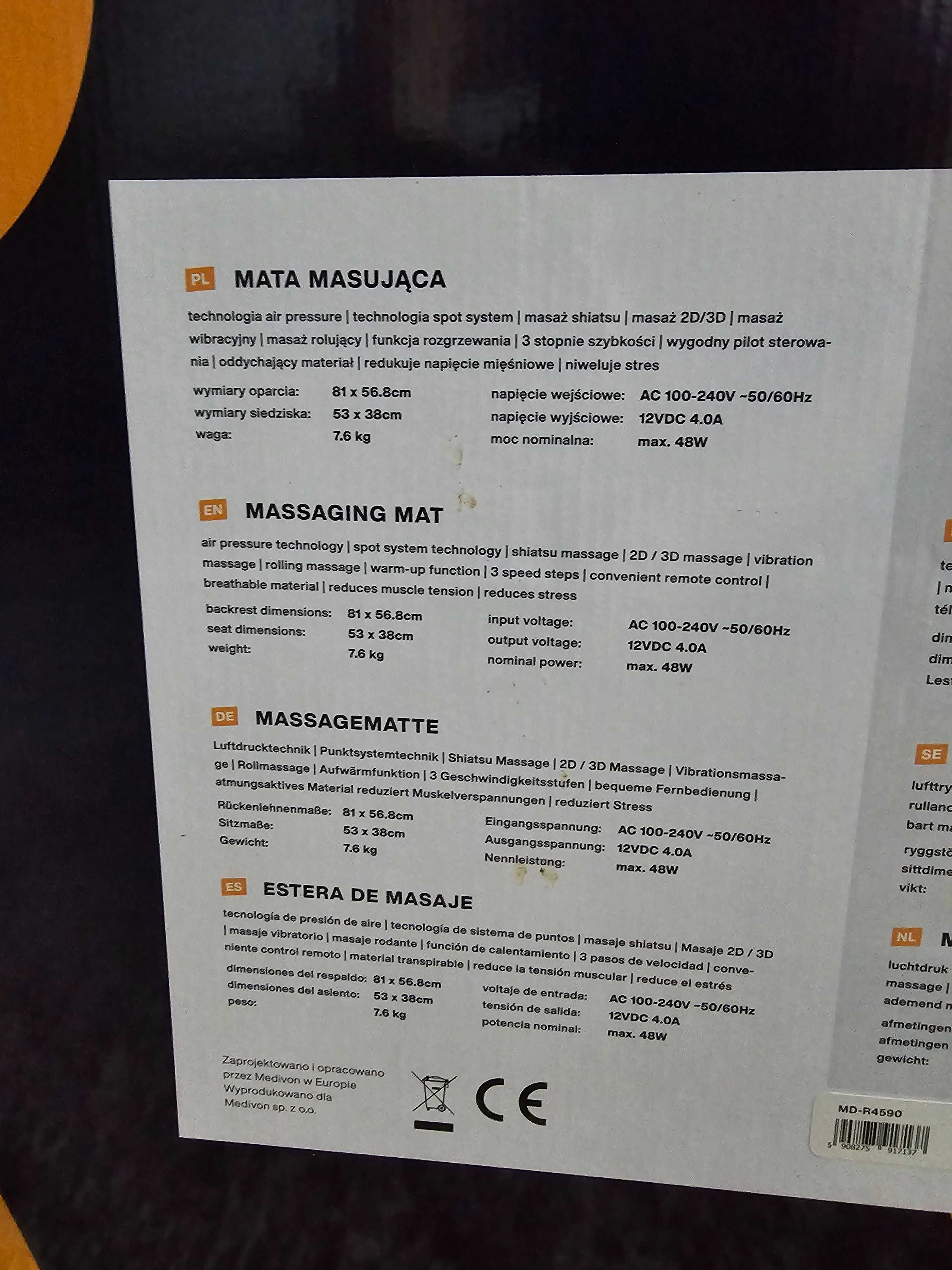 Mata masująca Medivon Shiatsu Cosy AIR PRO - nowa